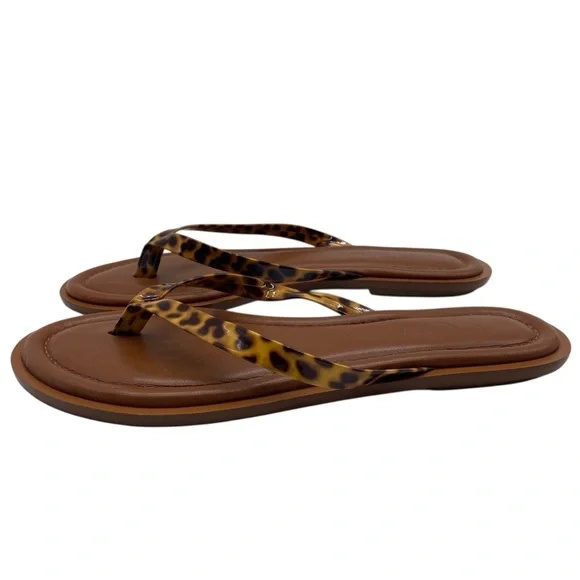J. Crew Womens Shoes Leather Thong Sandals 6 Leopard Flat Casual Italy Slip On - Picture 9 of 9